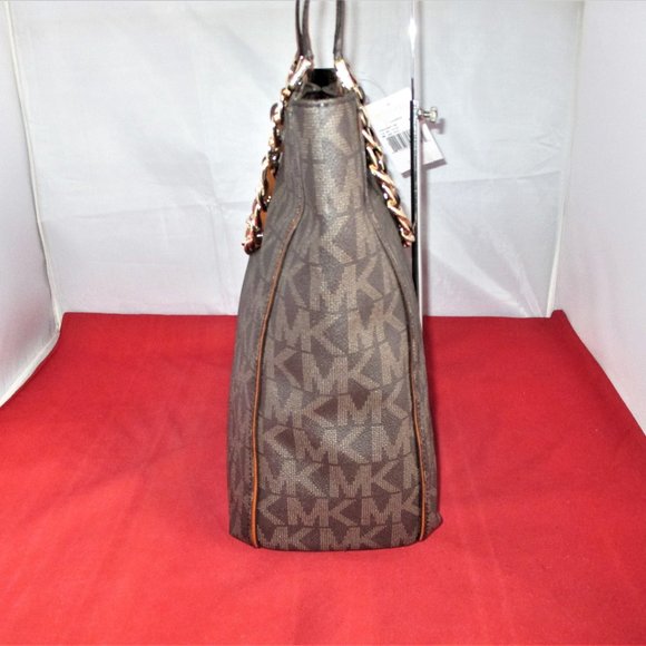Michael Kors Harper Large N/S MK Signature Tote $298 Brown #013 - Picture 9 of 13